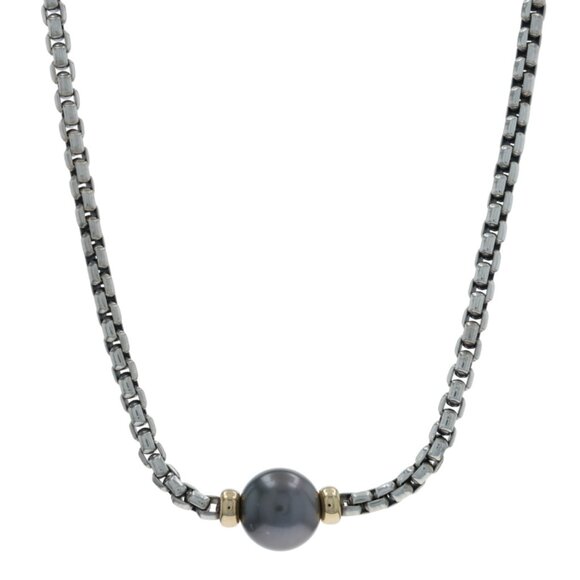 David Yurman Tahitian Pearl Solitaire Necklace 20" Sterling 925 Yellow Gold 18k - Picture 1 of 5